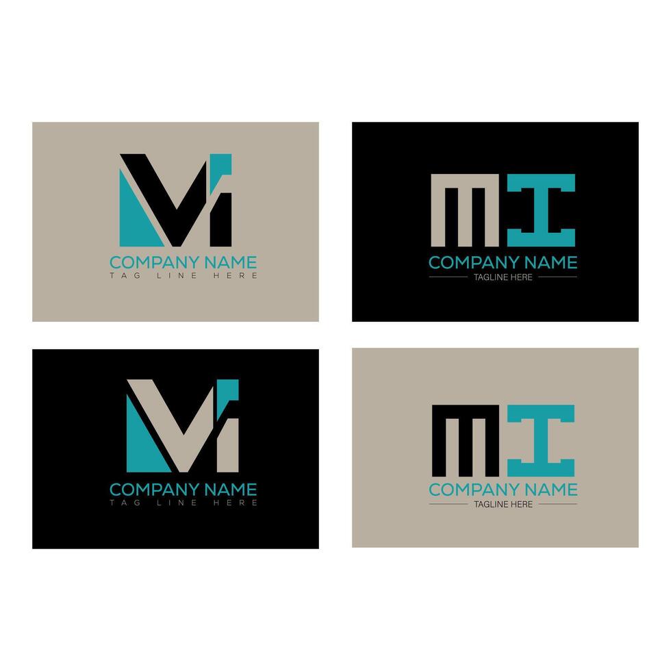 MI minimalist and classic logo set design. MI monogram polygonal and circle shape . vector