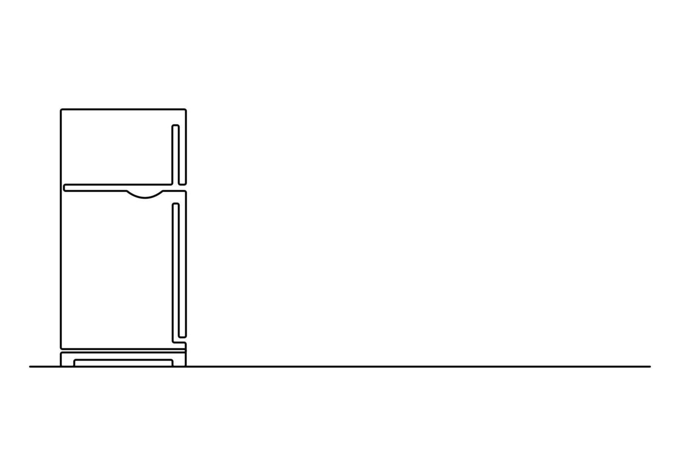 Refrigerator one continuous line drawing digital illustration vector