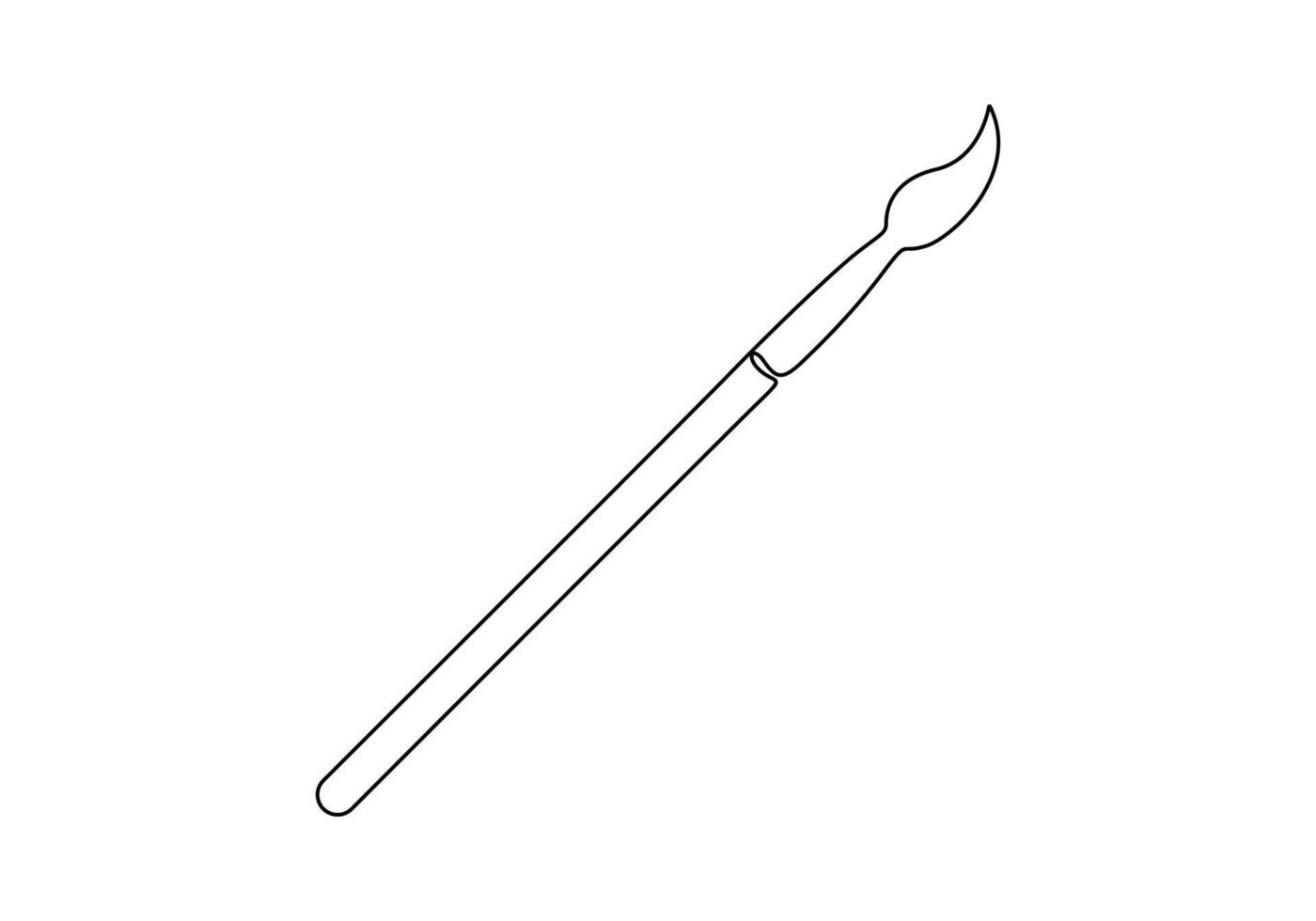 Canvas and paint brush continuous one line drawing premium illustration vector