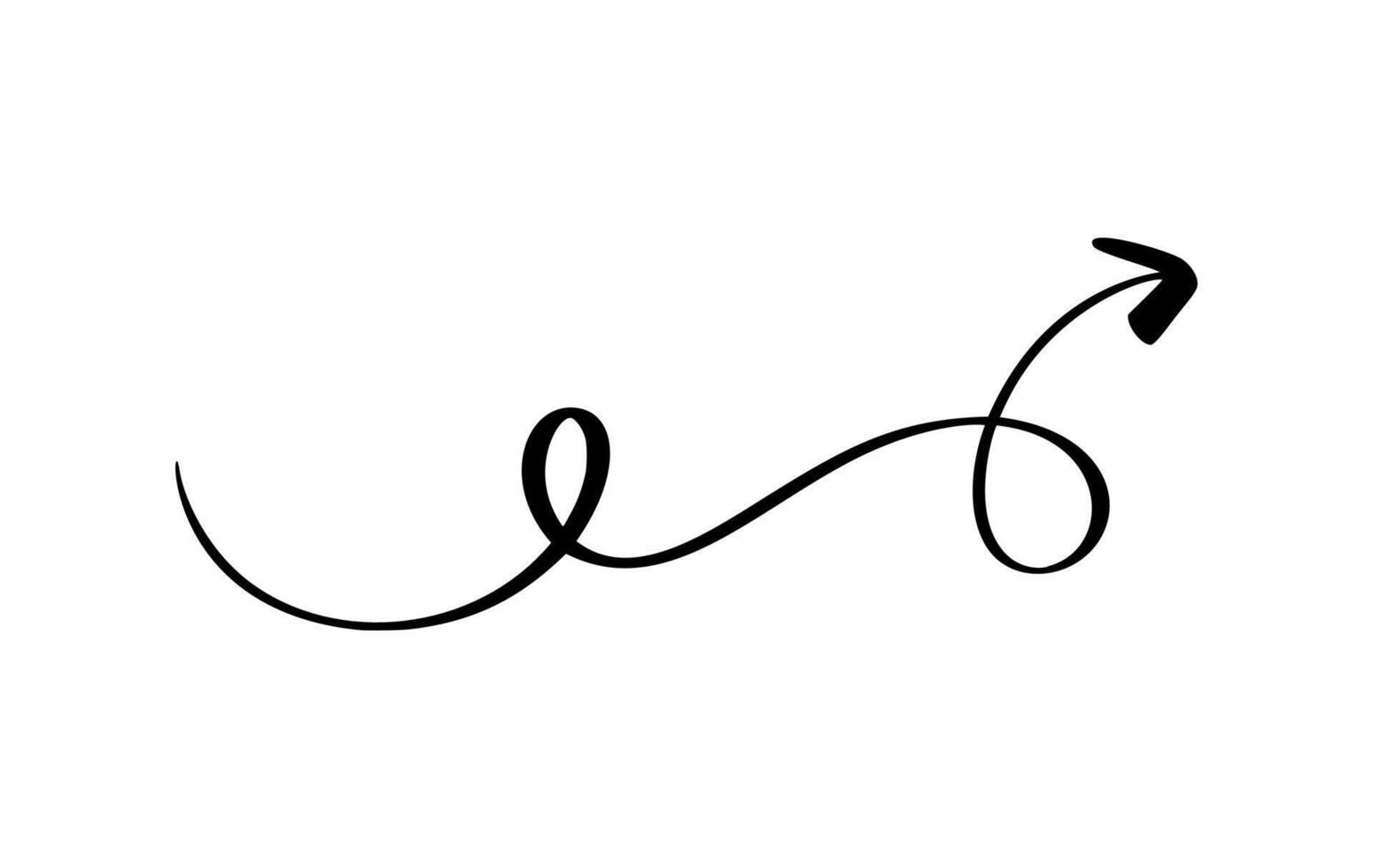 Curved Spiral Arrow Illustration. hand drawn on white background vector