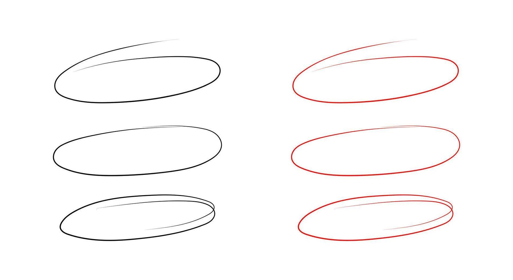 Hand drawn mark with different circle. Red circle, pen draw. vector