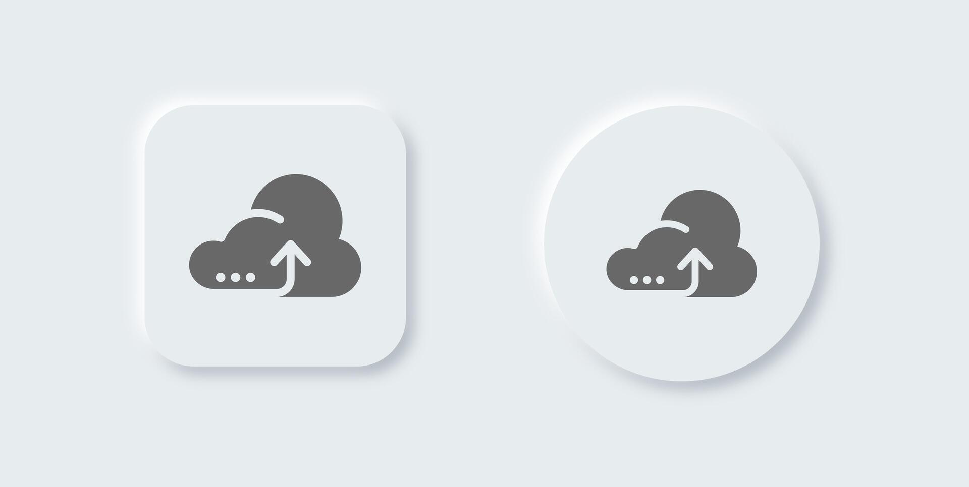 Cloud computing solid icon in neomorphic design style. Server signs illustration. vector