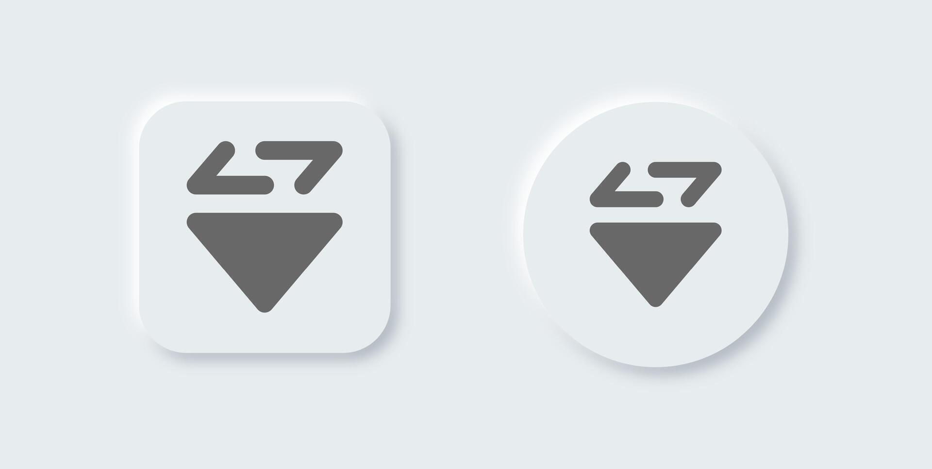 Sort solid icon in neomorphic design style. Filter signs illustration. vector