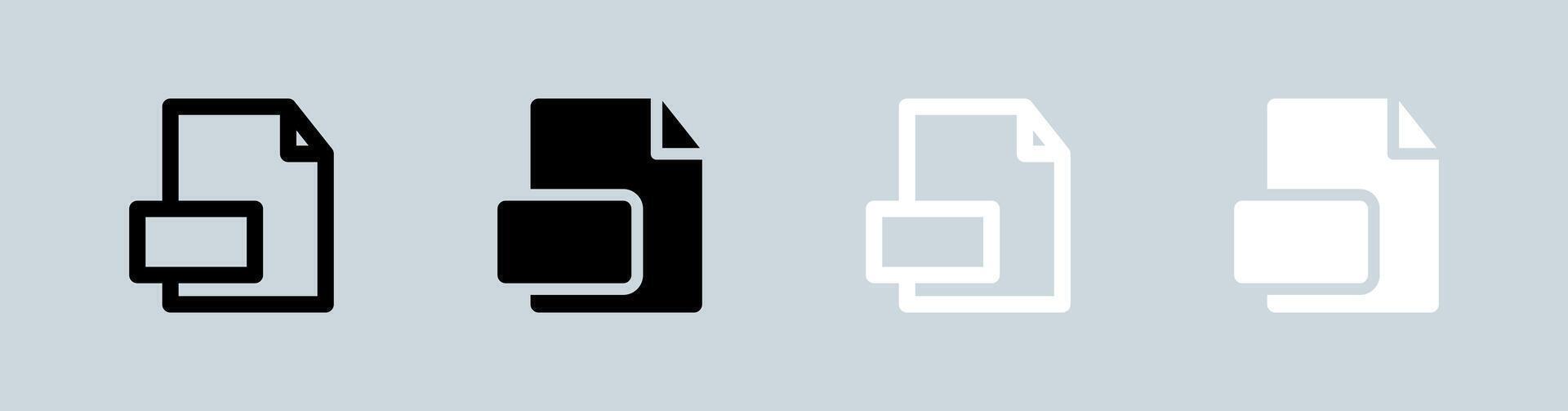 Format icon set in black and white. File type signs illustration. vector