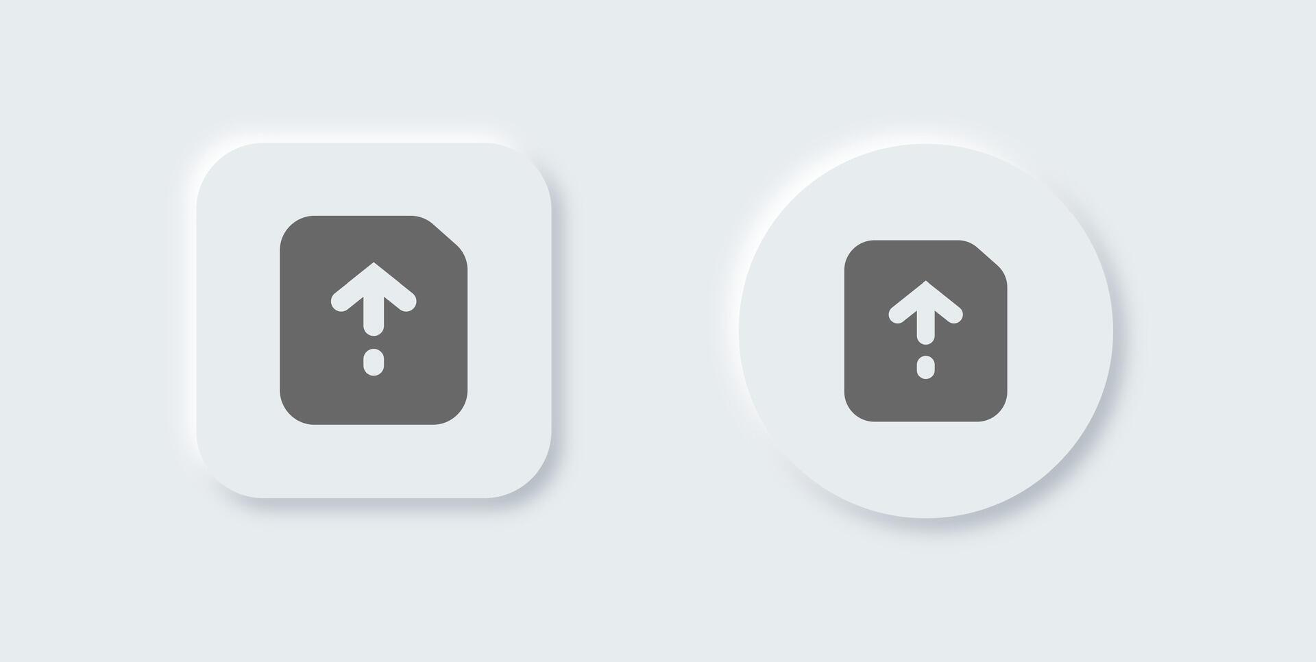 Upload solid icon in neomorphic design style. Arrow signs illustration. vector