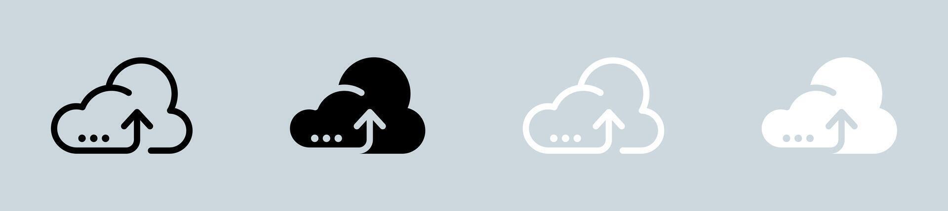 Cloud computing icon set in black and white. Server signs illustration. vector