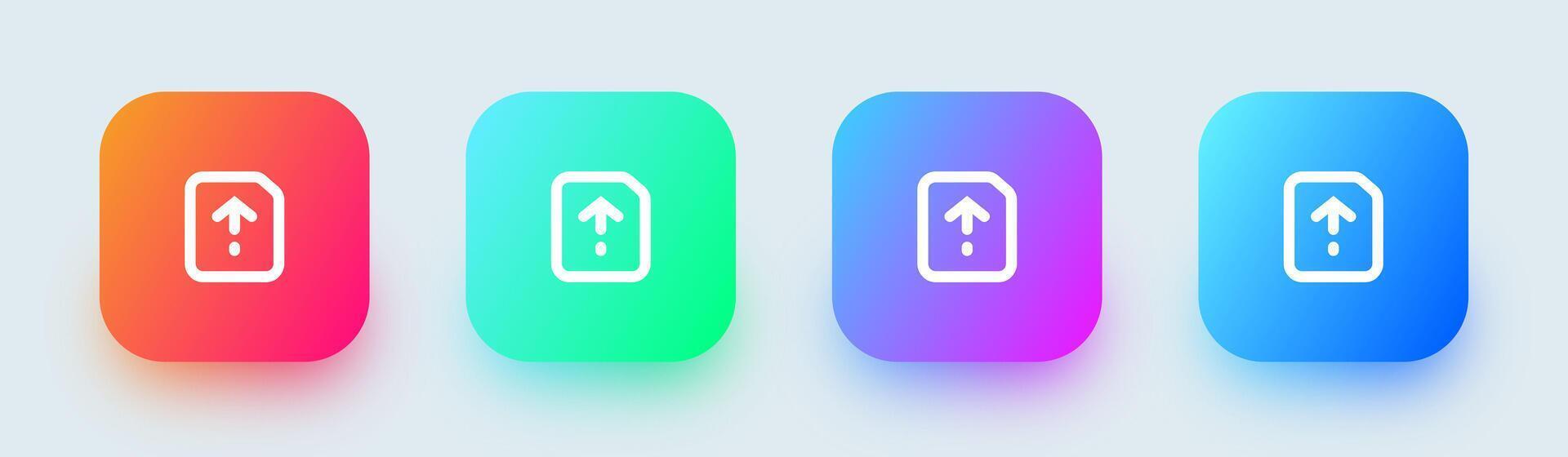 Upload line icon in square gradient colors. Arrow signs illustration. vector