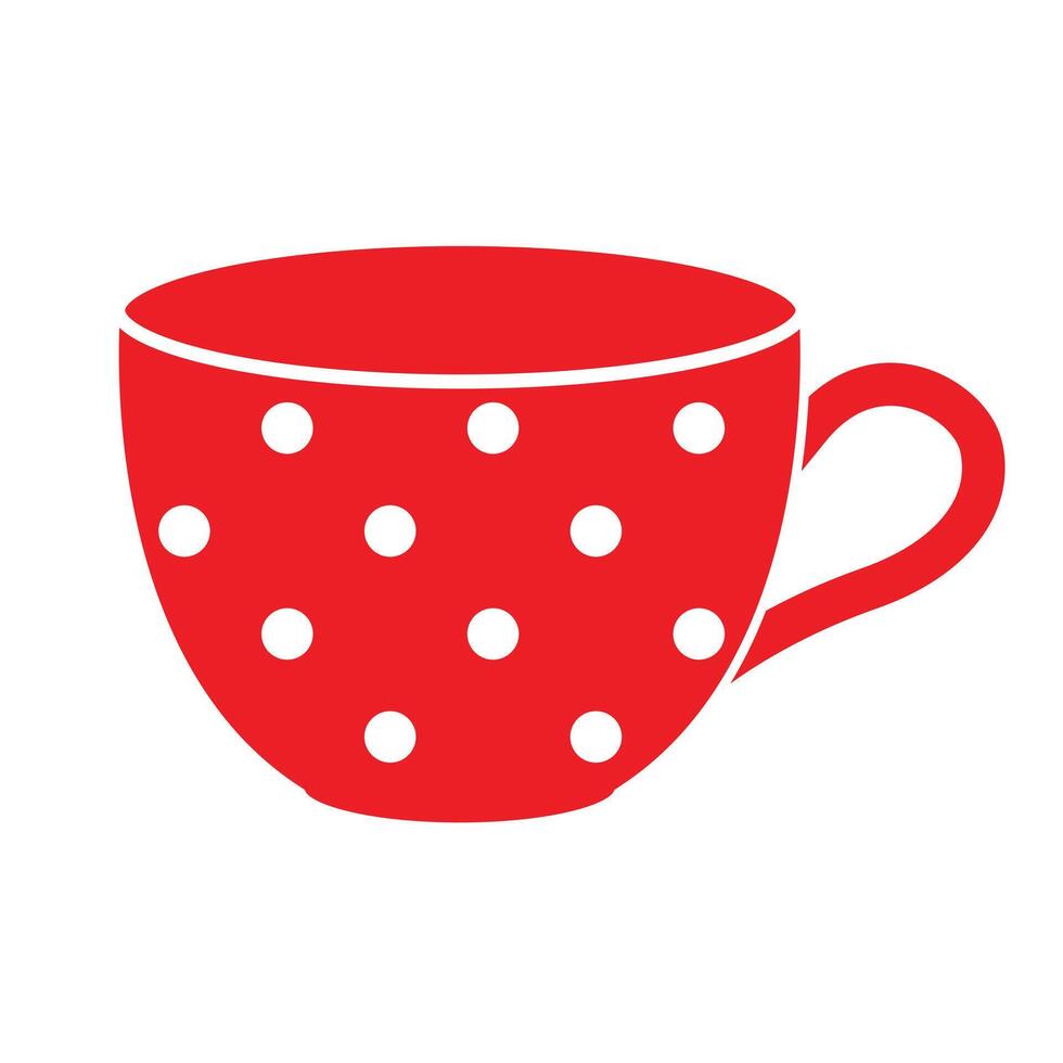 cup, red cup with white dots, illustration, white background vector