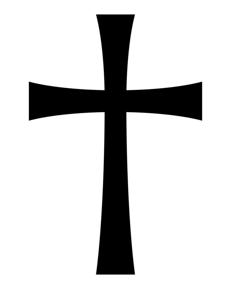 Christian cross, black and white silhouette illustration of religious Latin cross shape, isolated on white background vector