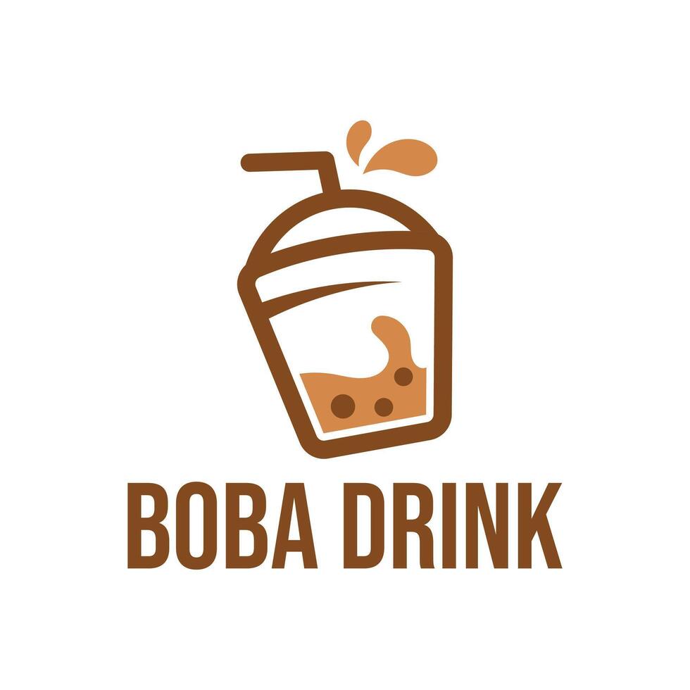 boba drink flat minimalist logo design vector