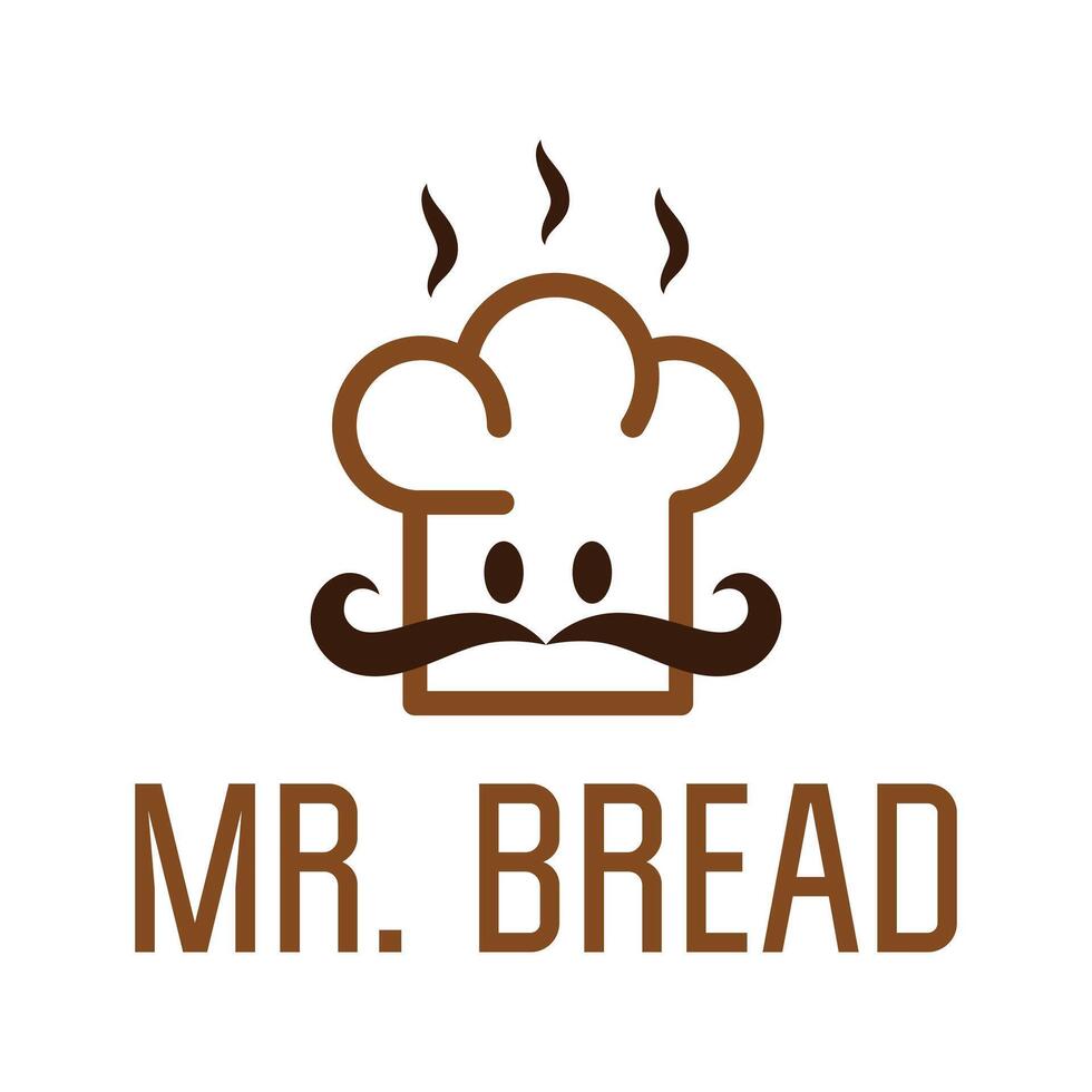 mr bread flat minimalist logo design vector