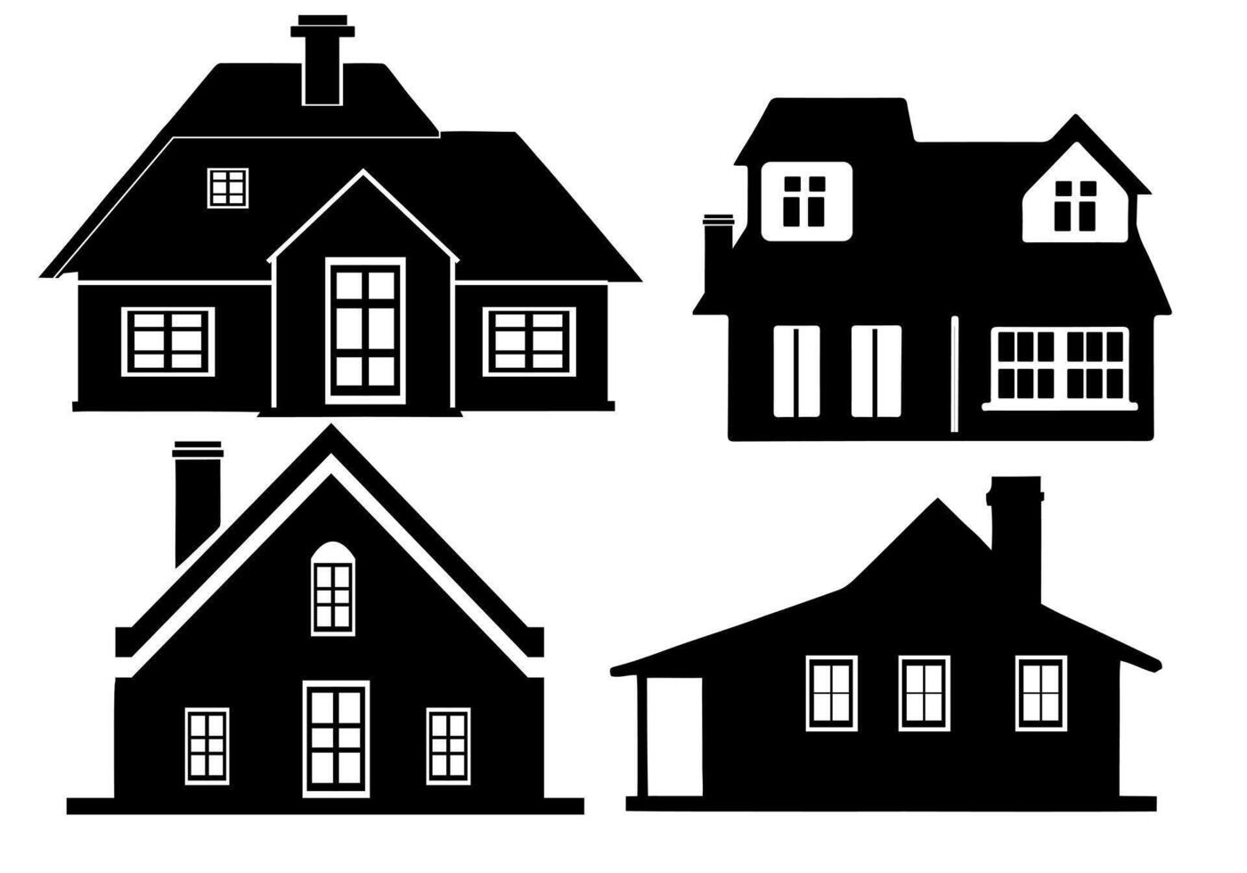 home silhouette collection and building illustration design vector