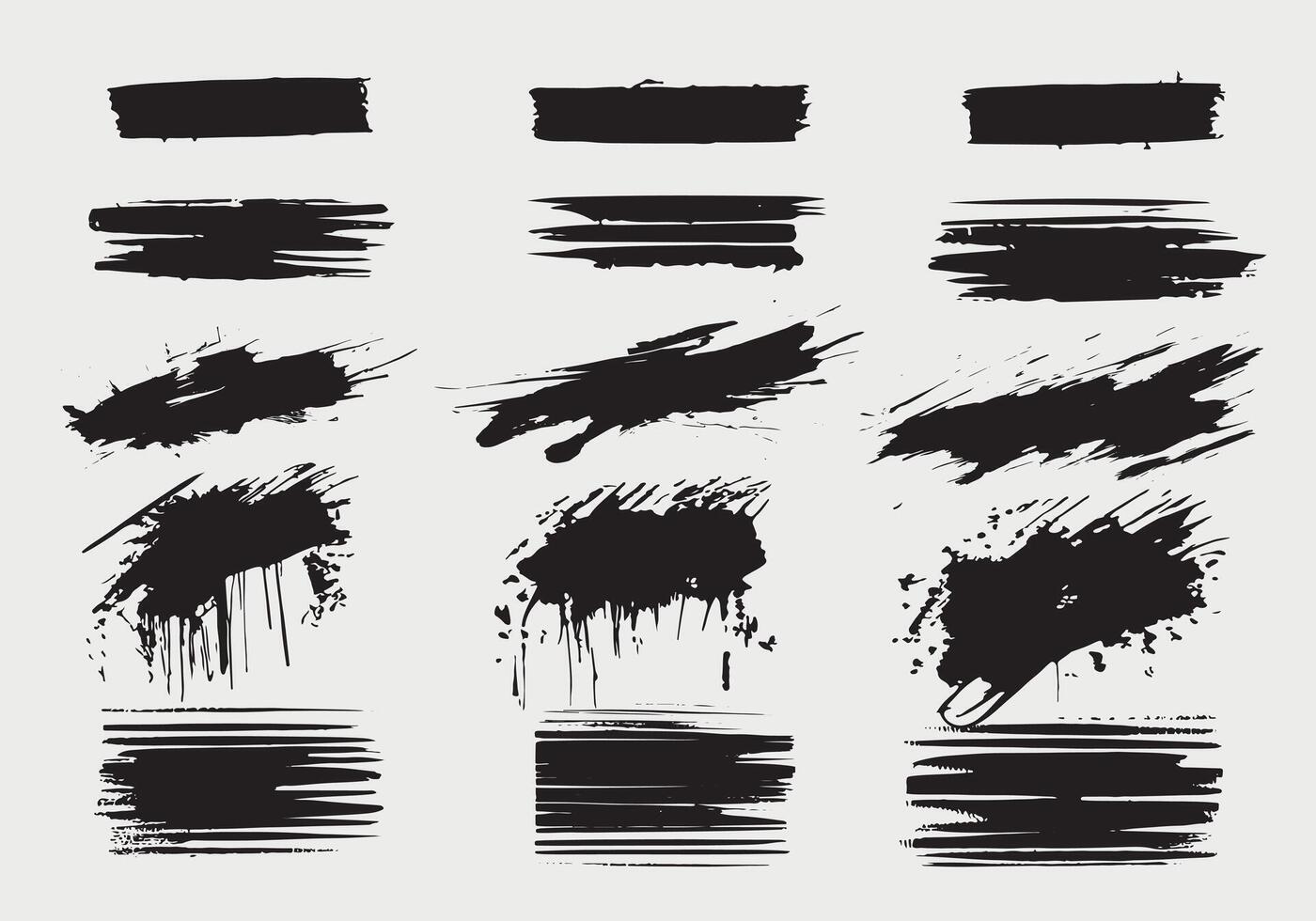Set of black Brush silhouette grunge design vector