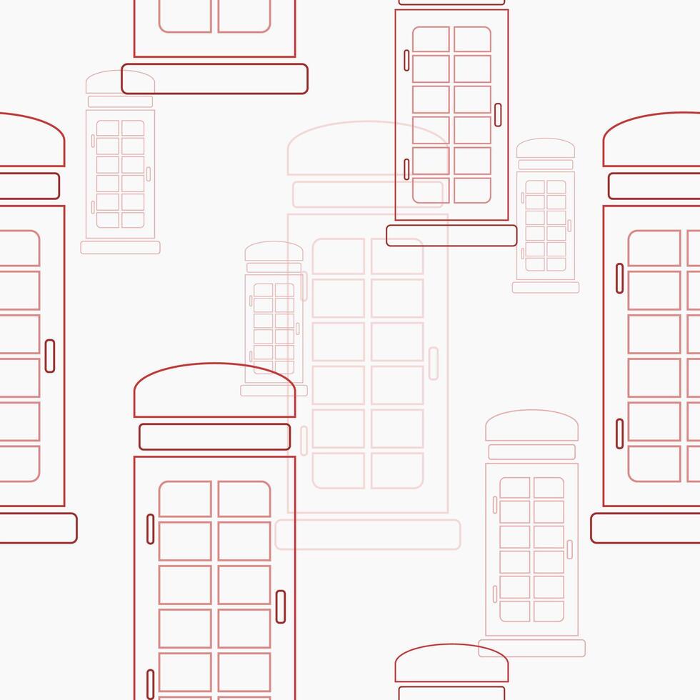 Editable Typical Red Traditional English Telephone Booth in Outline Style Vectorized Illustration as Seamless Pattern for England Culture Tradition and History Related Background vector