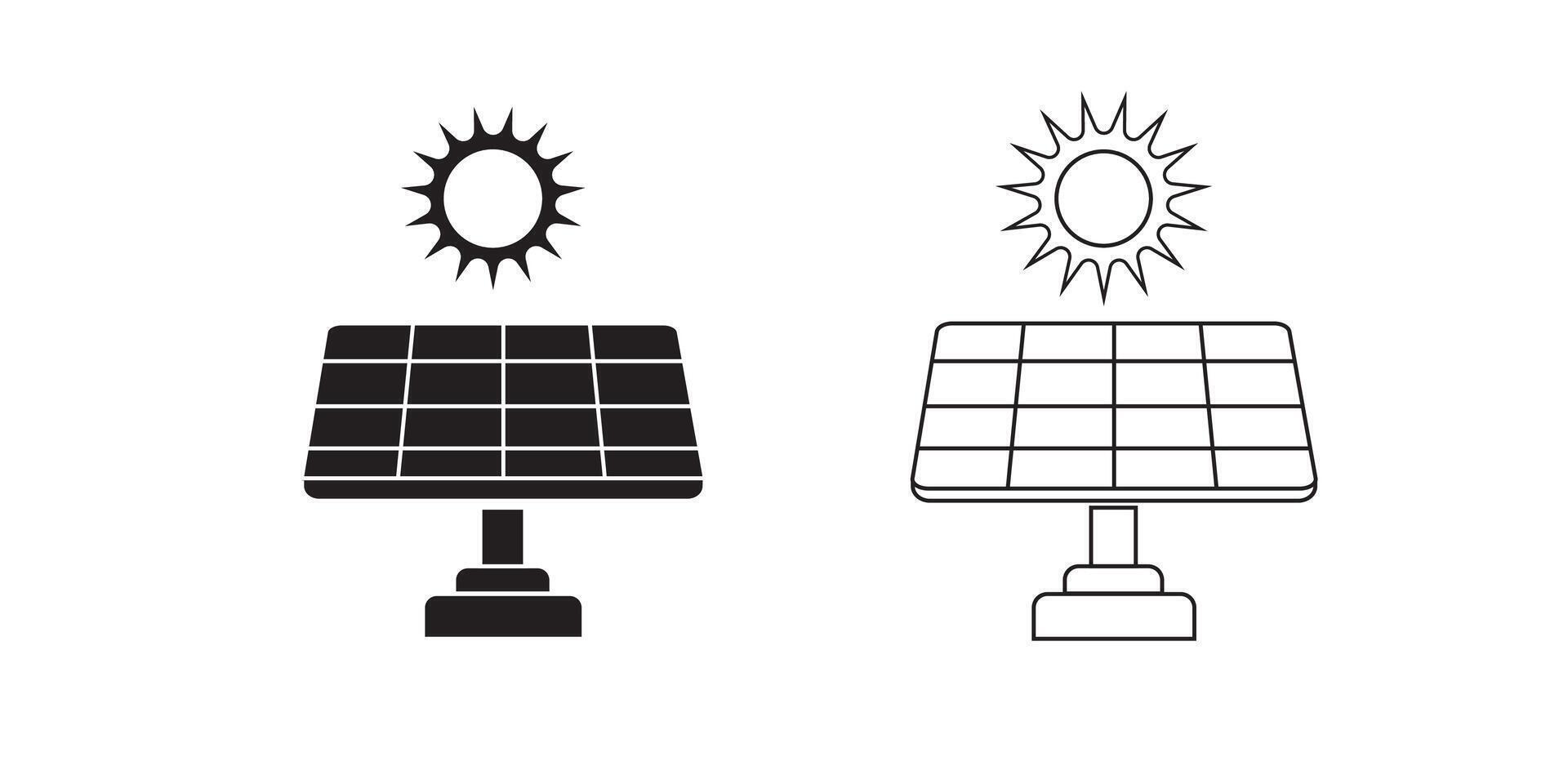 solar panel icon. Power battery alternative sustainable saving energy, sunlight eco electrical renewable industry. outline style. editable stroke. illustration design on white background vector