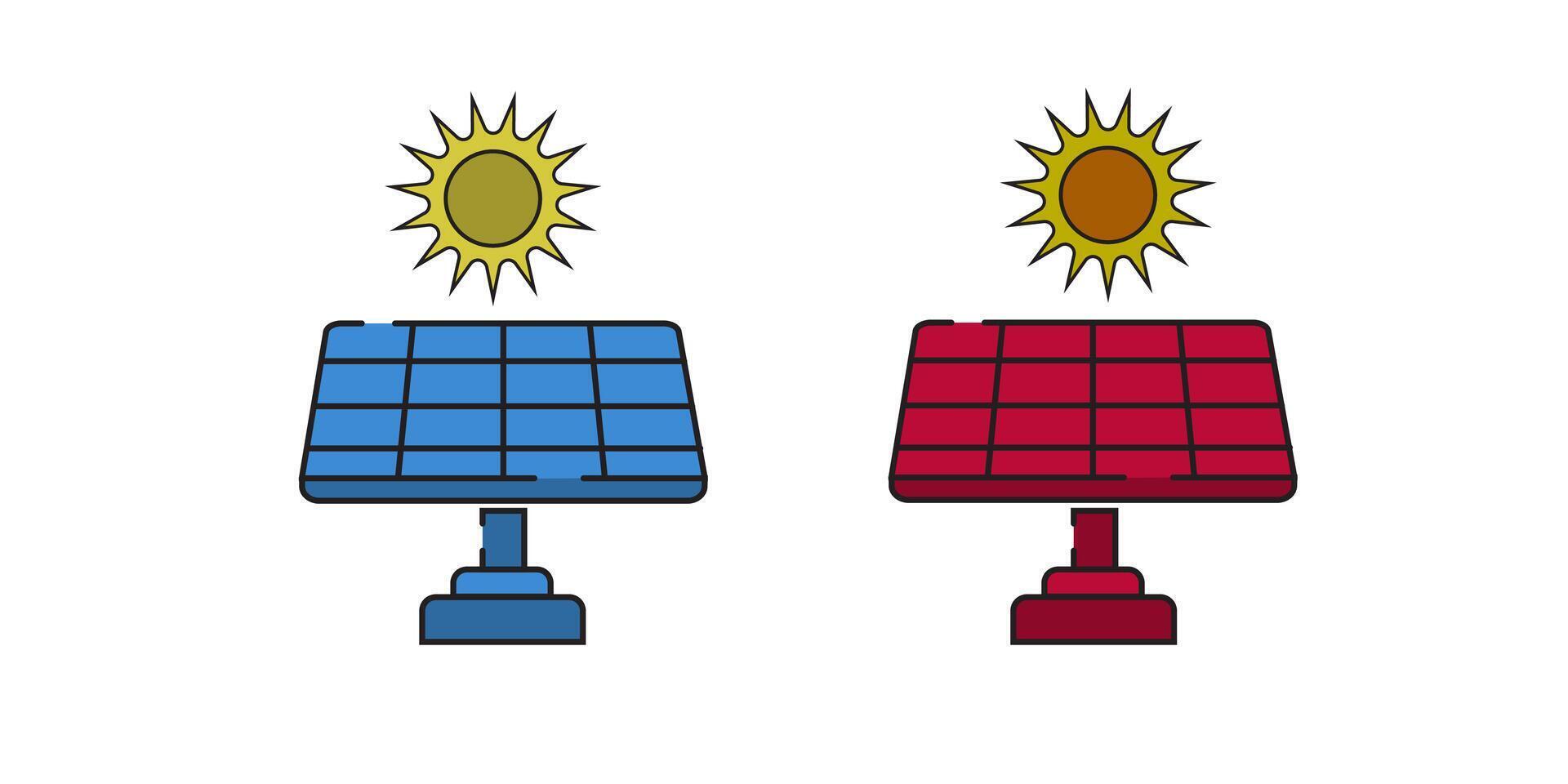 solar panel icon. Power battery alternative sustainable saving energy, sunlight eco electrical renewable industry. outline style. editable stroke. illustration design on white background vector