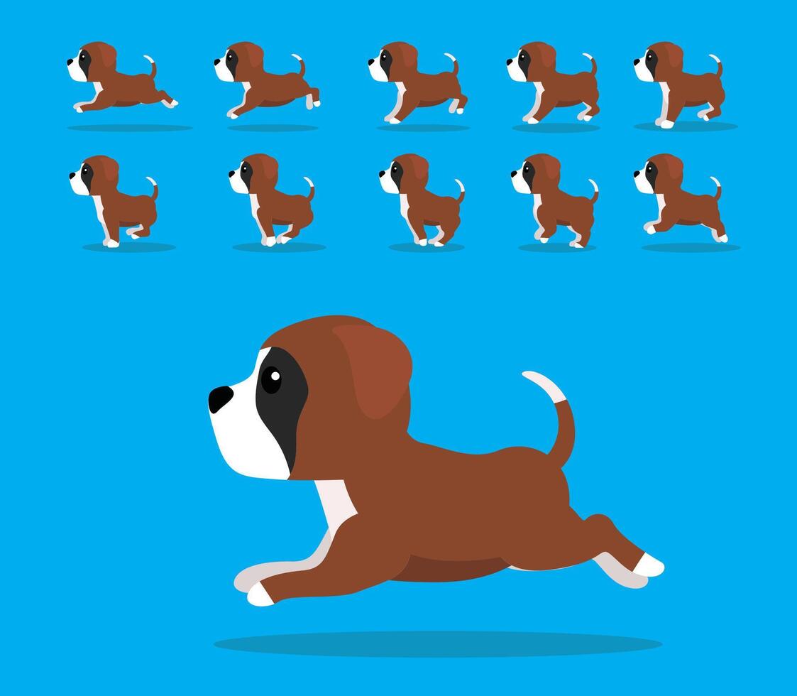 Animal Animation Sequence Dog Boxer Cartoon Brown Coat vector