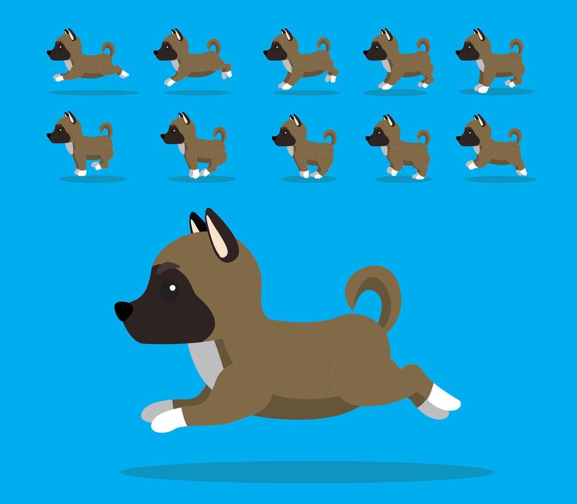 Animal Animation Sequence Dog Akita Cartoon Brown Coat vector