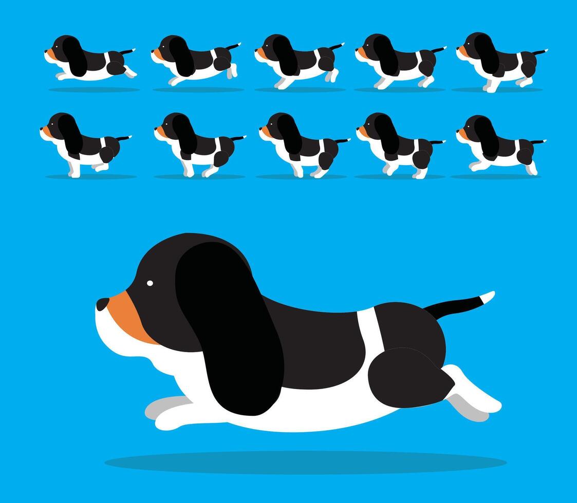 Animal Animation Sequence Dog Basset Hound Cartoon Black Coat vector