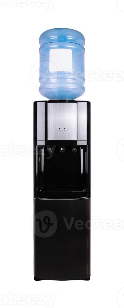 Modern water cooler dispensing refreshing water on white background photo