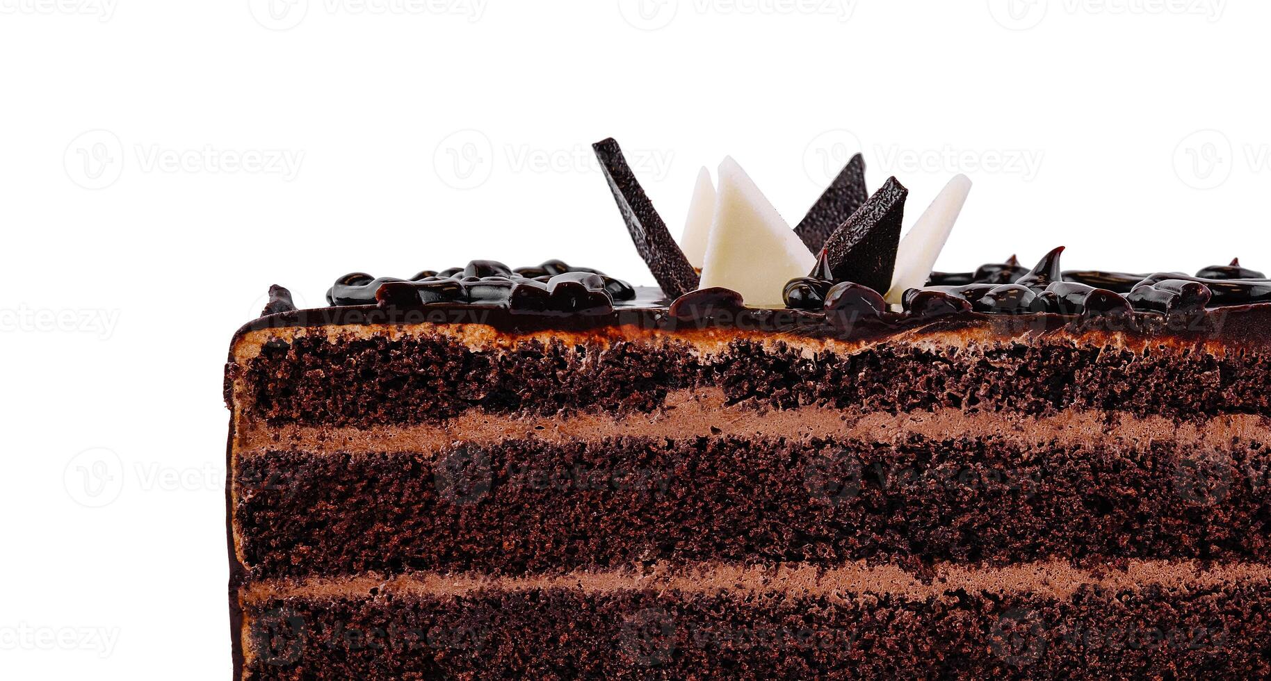 Delicious chocolate cake with chocolate cream filling and chocolate topping is waiting to be eaten photo