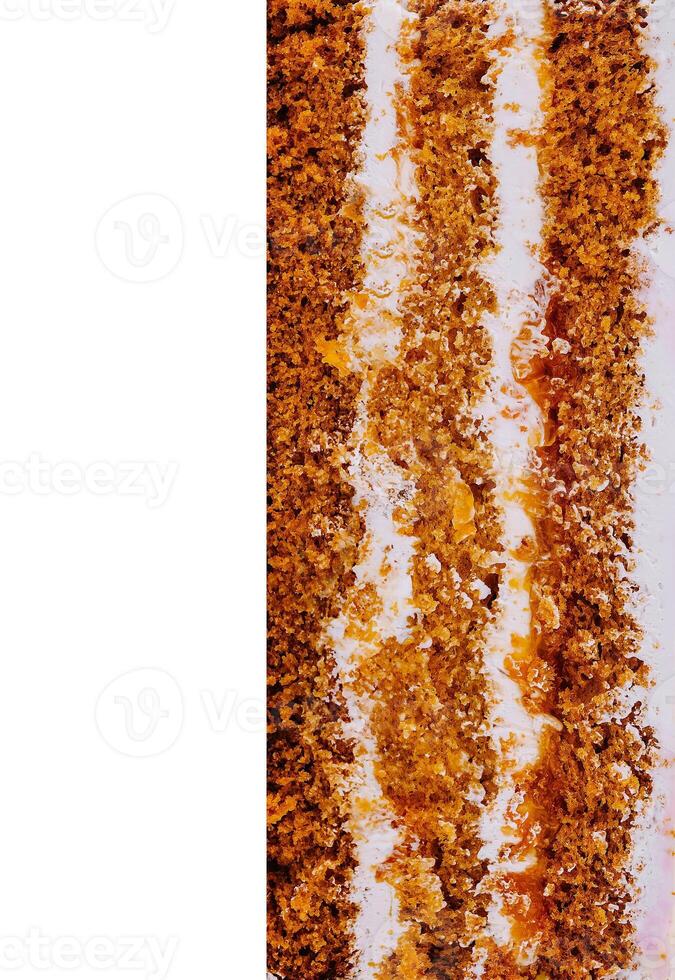 Delicious cake layers showing filling and texture in close up image photo