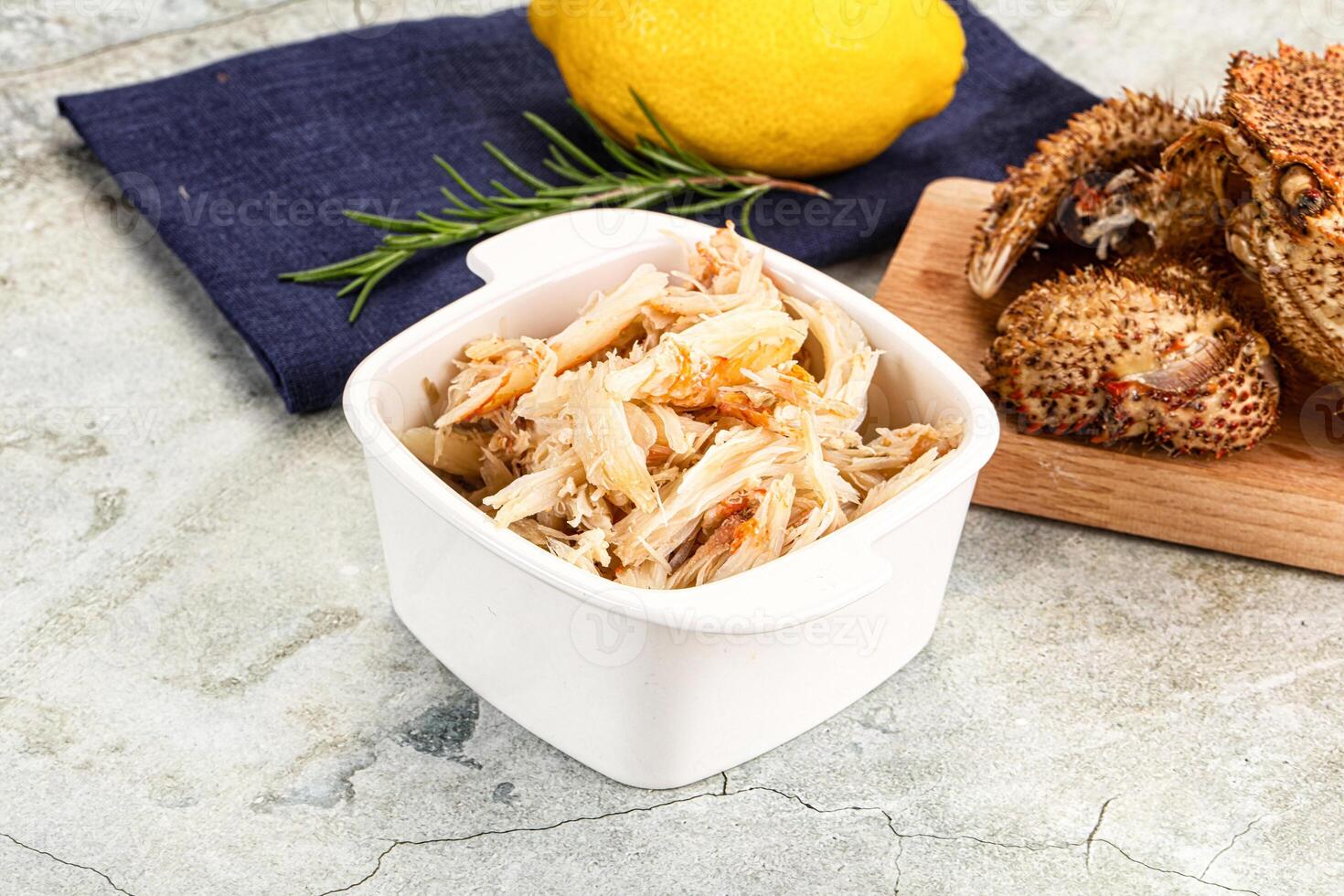 Wild natural crab meat for salad photo