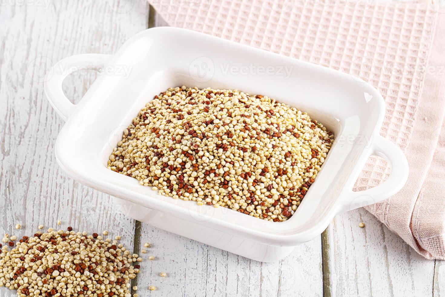 Raw dry quinoa cereal grain photo