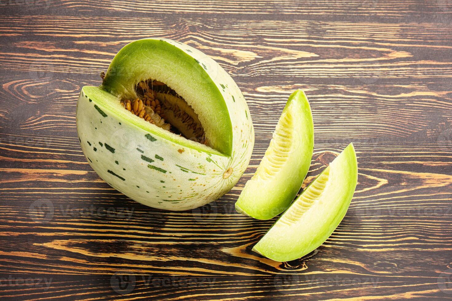 Ripe sweet and juicy dalmatian melon photo