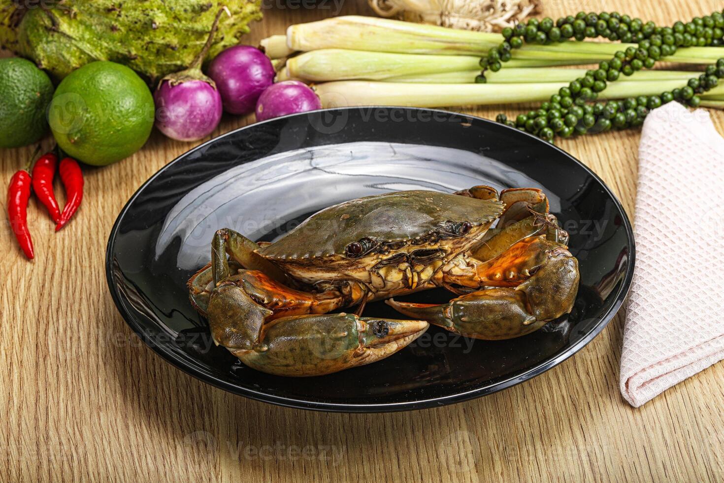 Delicous fresh raw uncooked crab photo