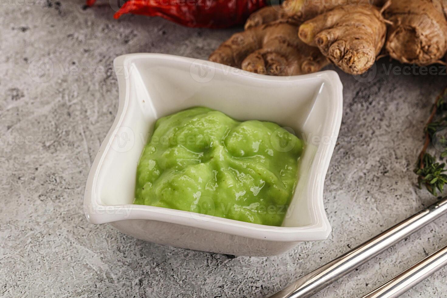 Green organic asian Wasabi seasoning photo