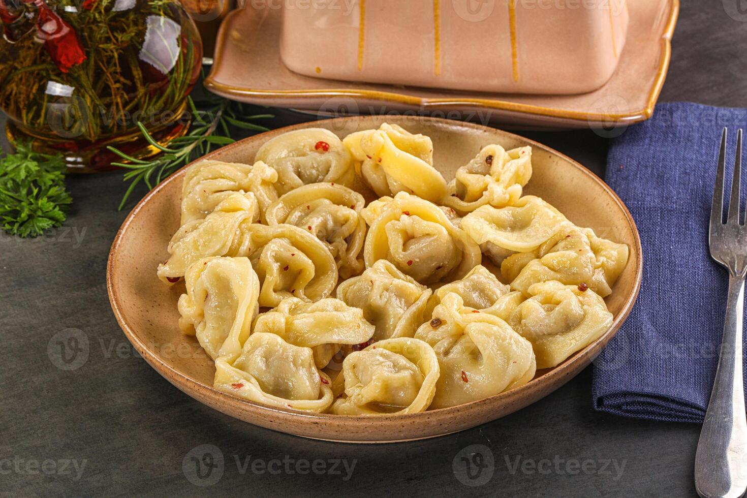 Russian homemade dumplings with meat photo