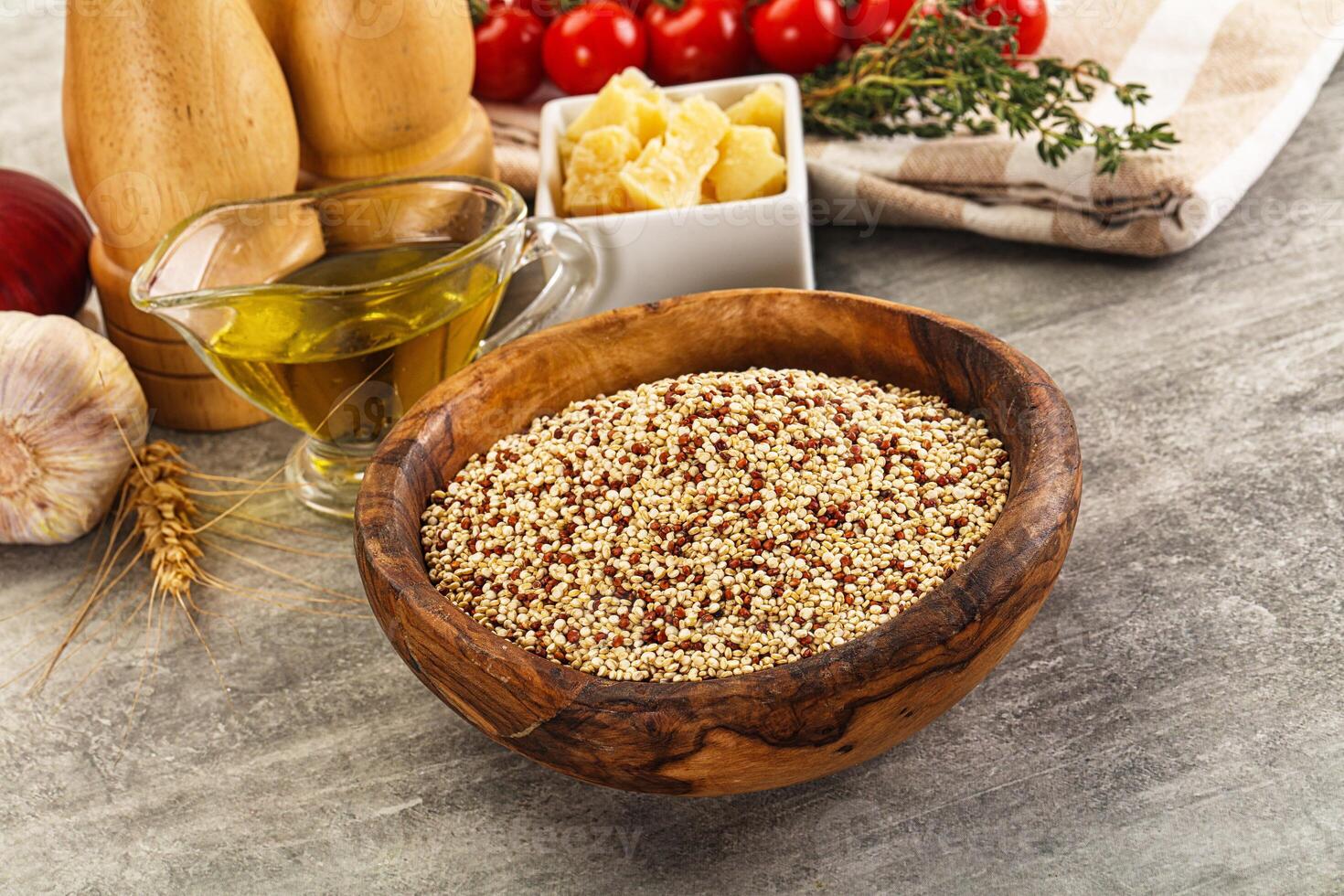 Raw dry quinoa seeds cereal photo