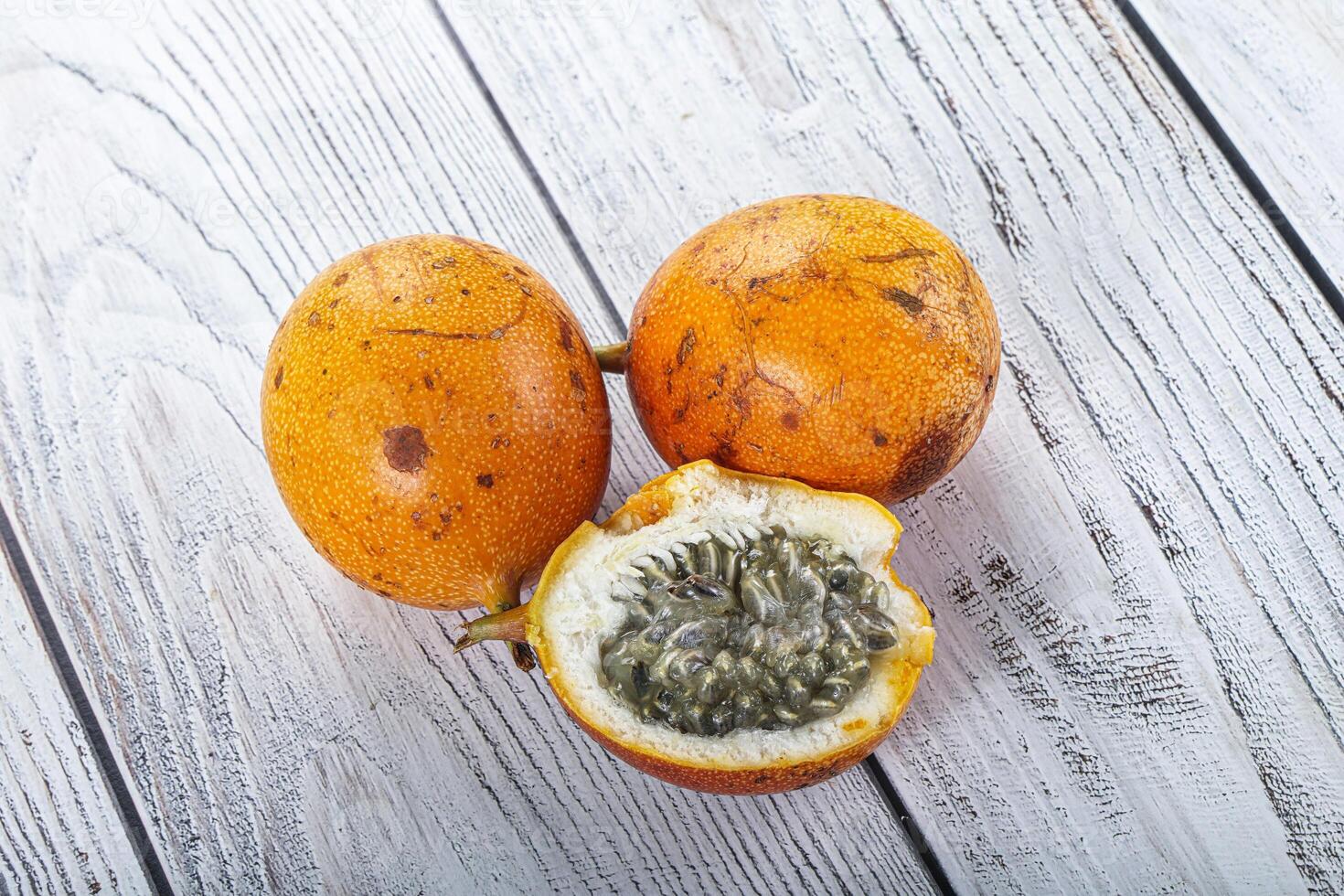 Sweet and juicy yellow maracuya fruit photo