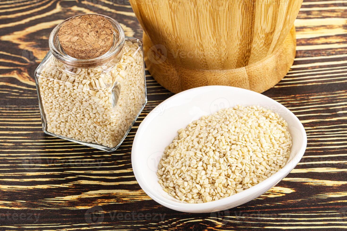 Sesame seeds heap in the bowl photo