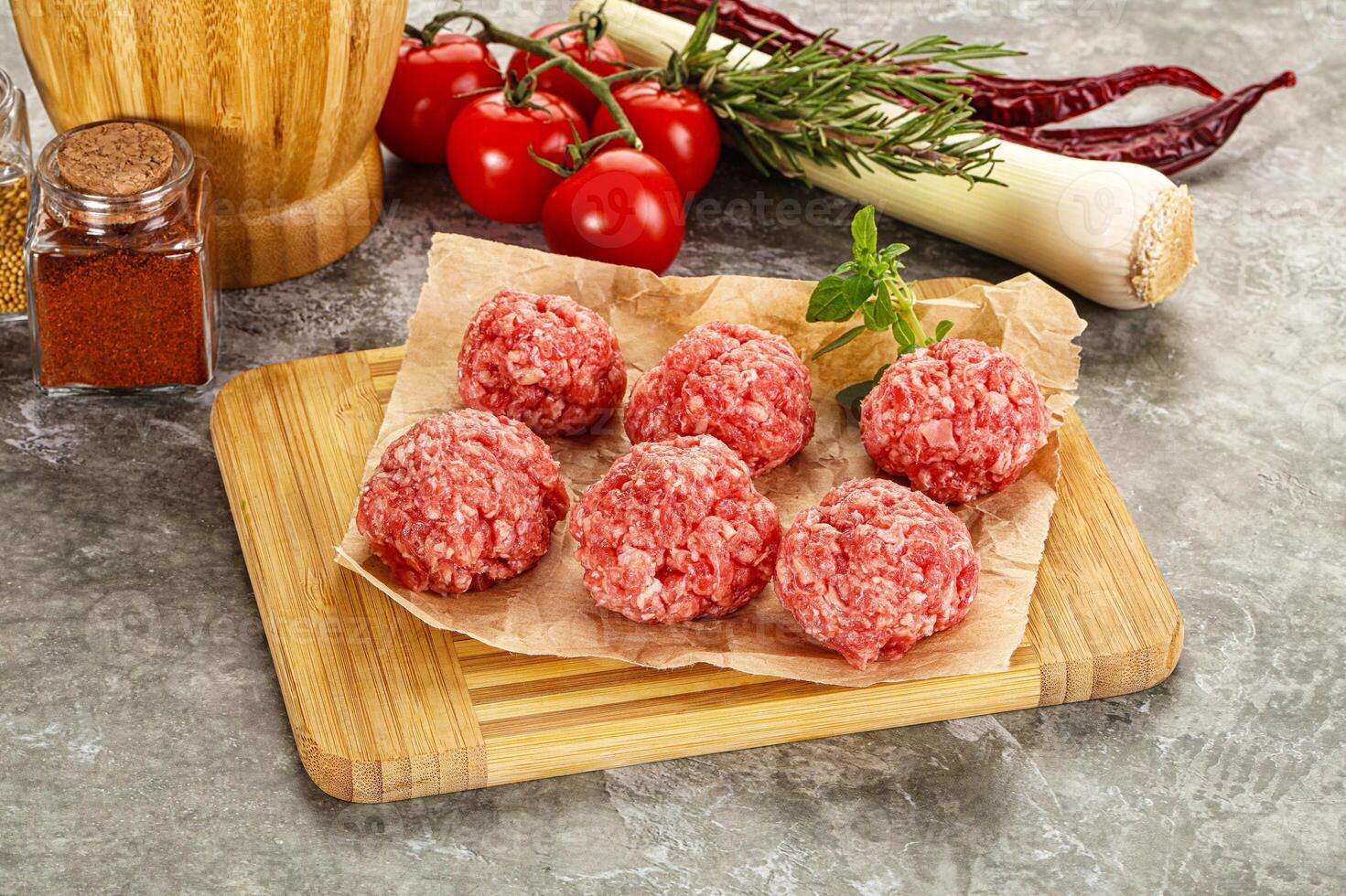 Raw beef meatball minced meat photo