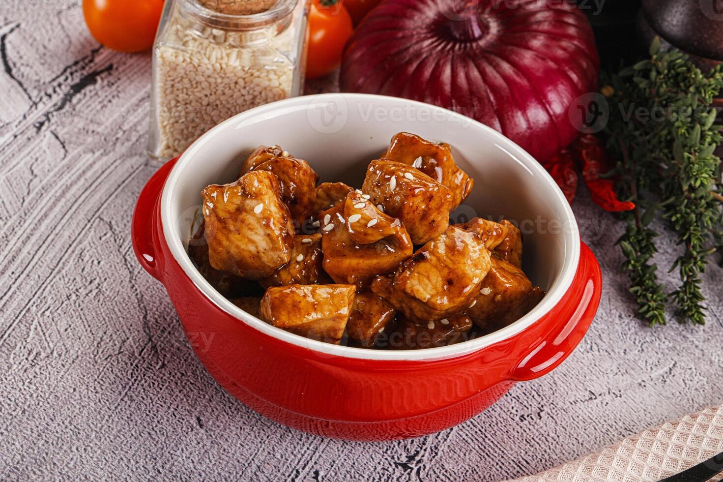 Chicken fillet with soya teriyaki sauce photo