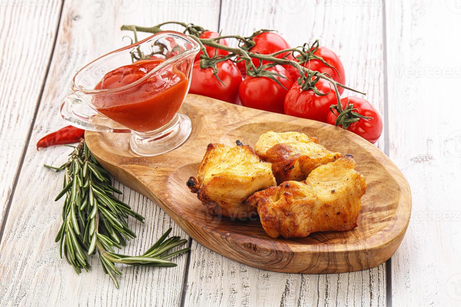 Chicken breast shashlik - grilled meat photo