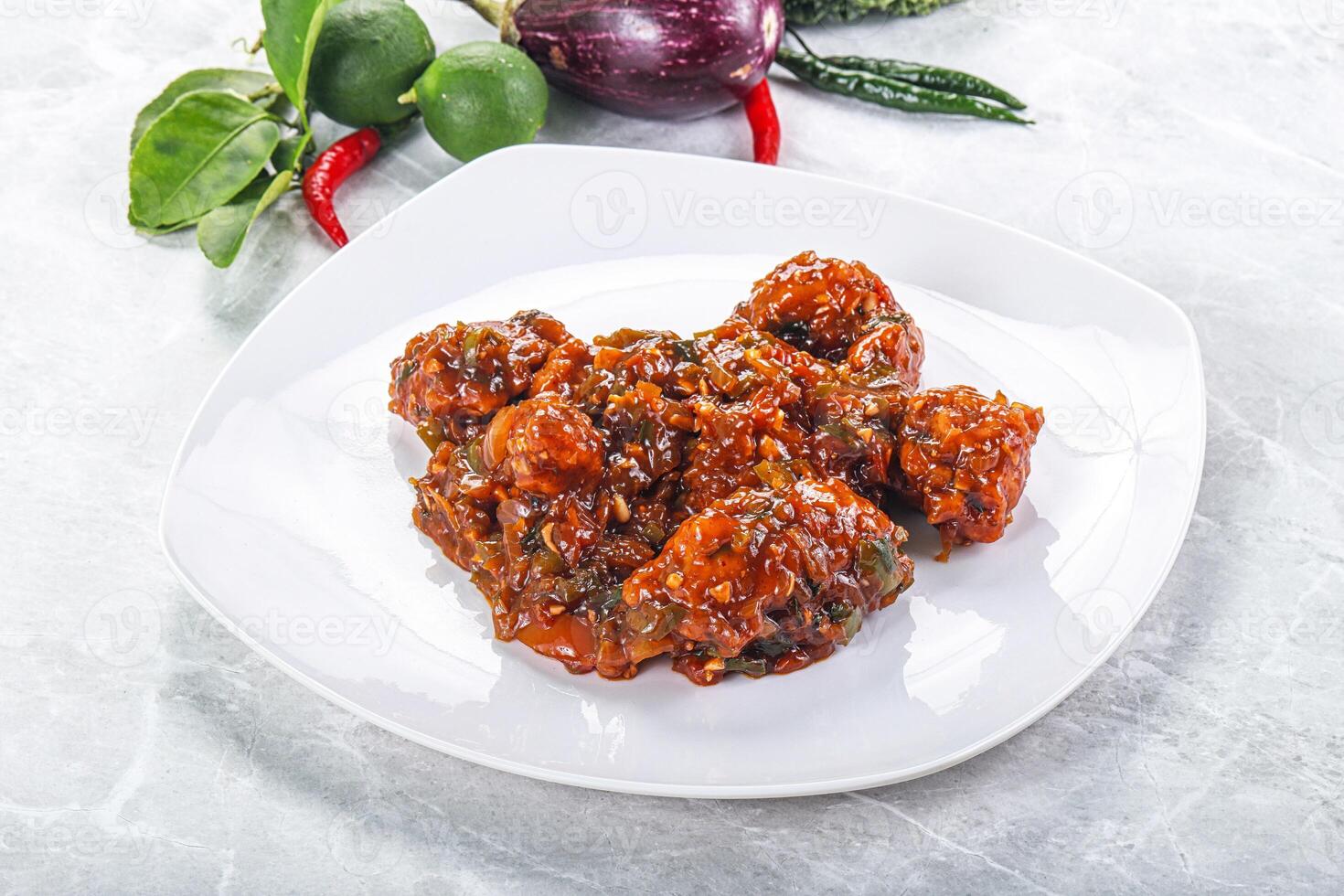 Chinese cuisine - Chicken manchurian gravy photo