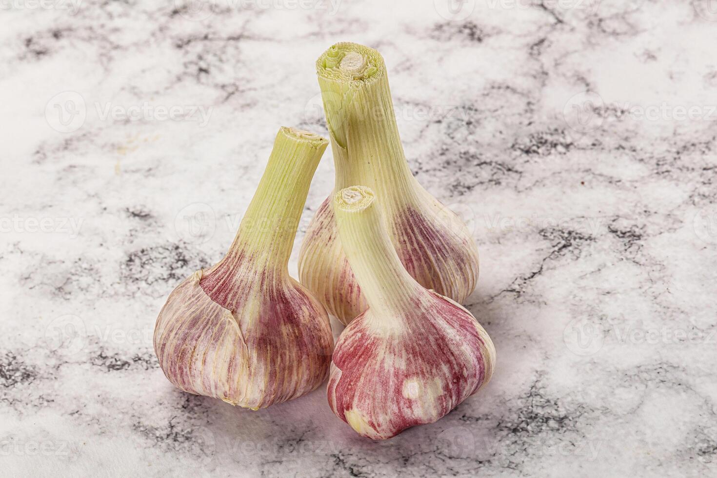 Young garlic heap for cooking photo
