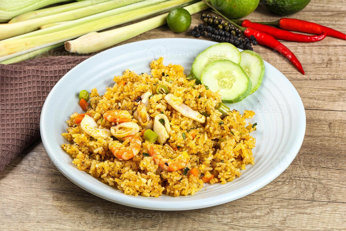 Asian Fried rice with seafood photo