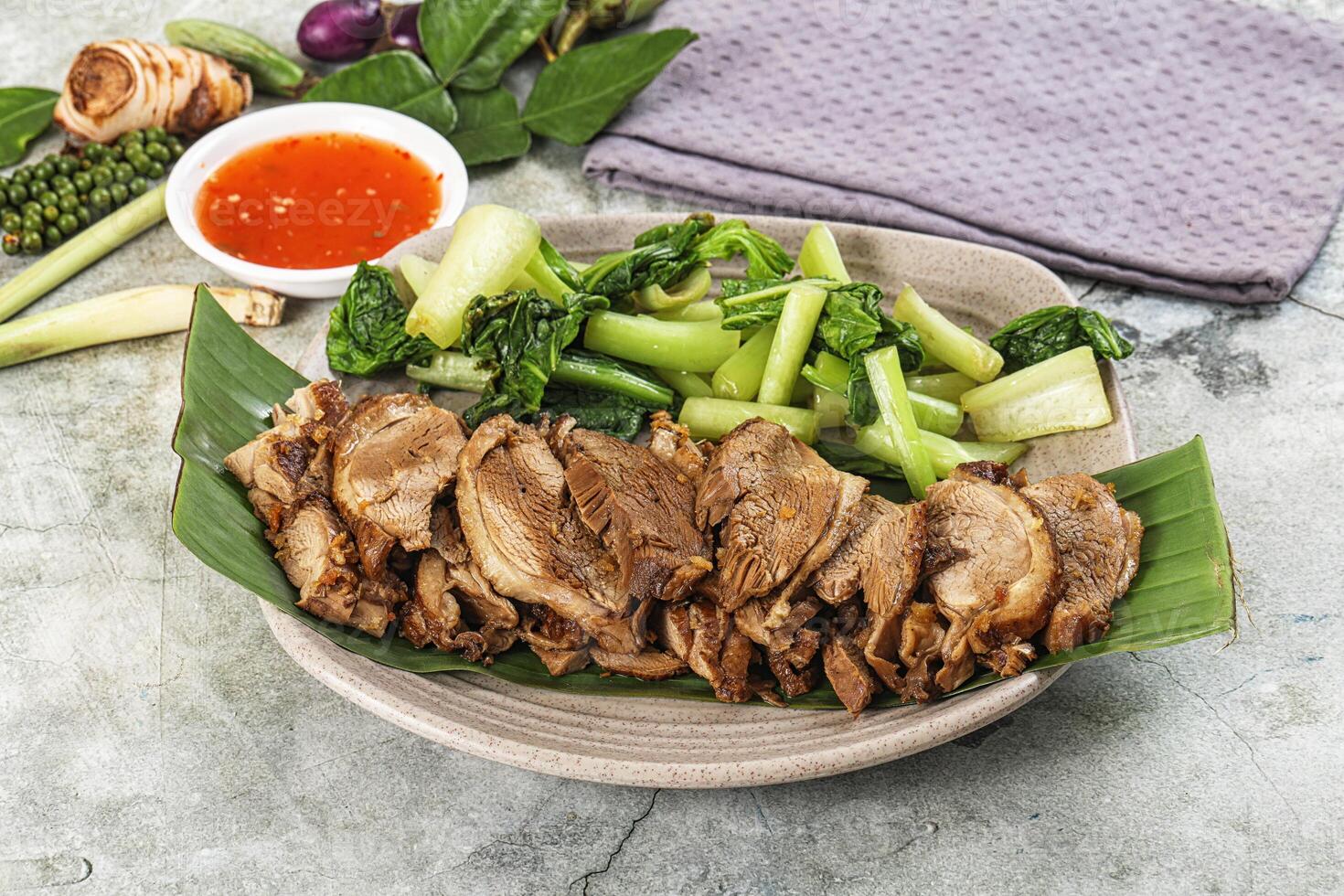 Asian cuisine Baked duck breast photo