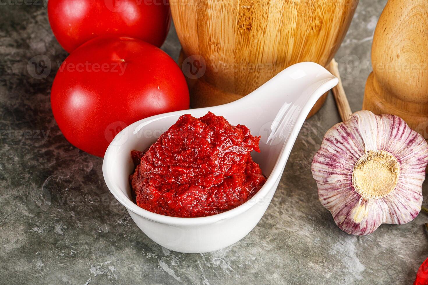 Natural organic red tomato paste photo