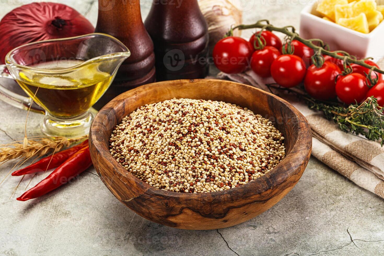 Raw dry quinoa seeds cereal photo