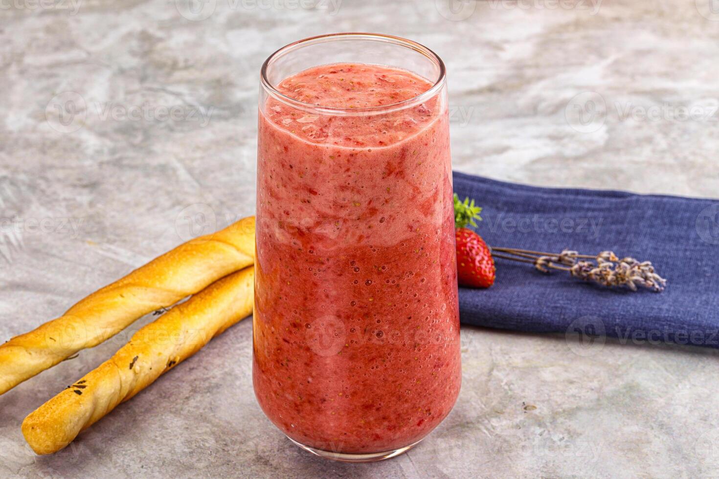 Sweet strawberry smoothie with milk photo