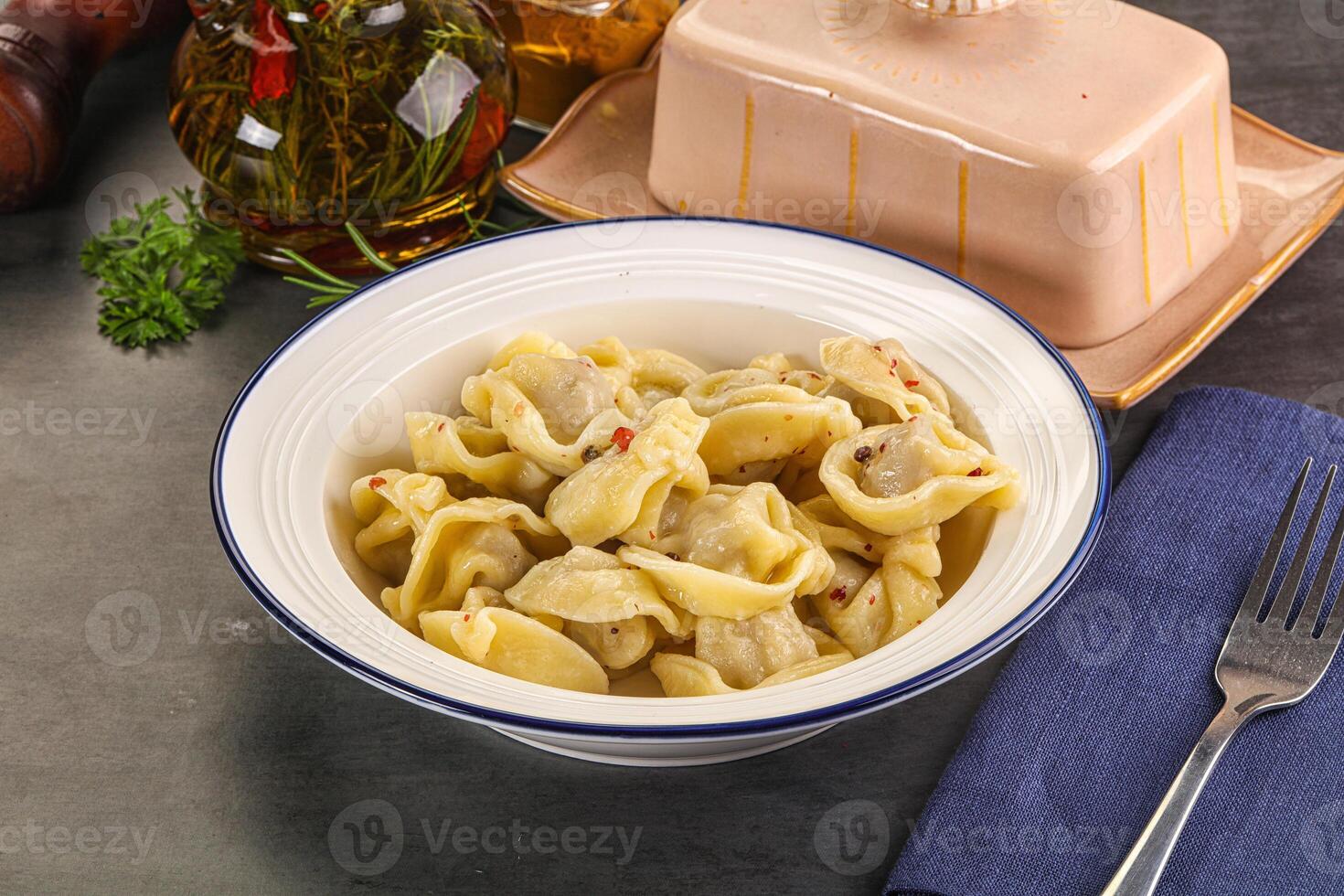 Russian homemade dumplings with meat photo