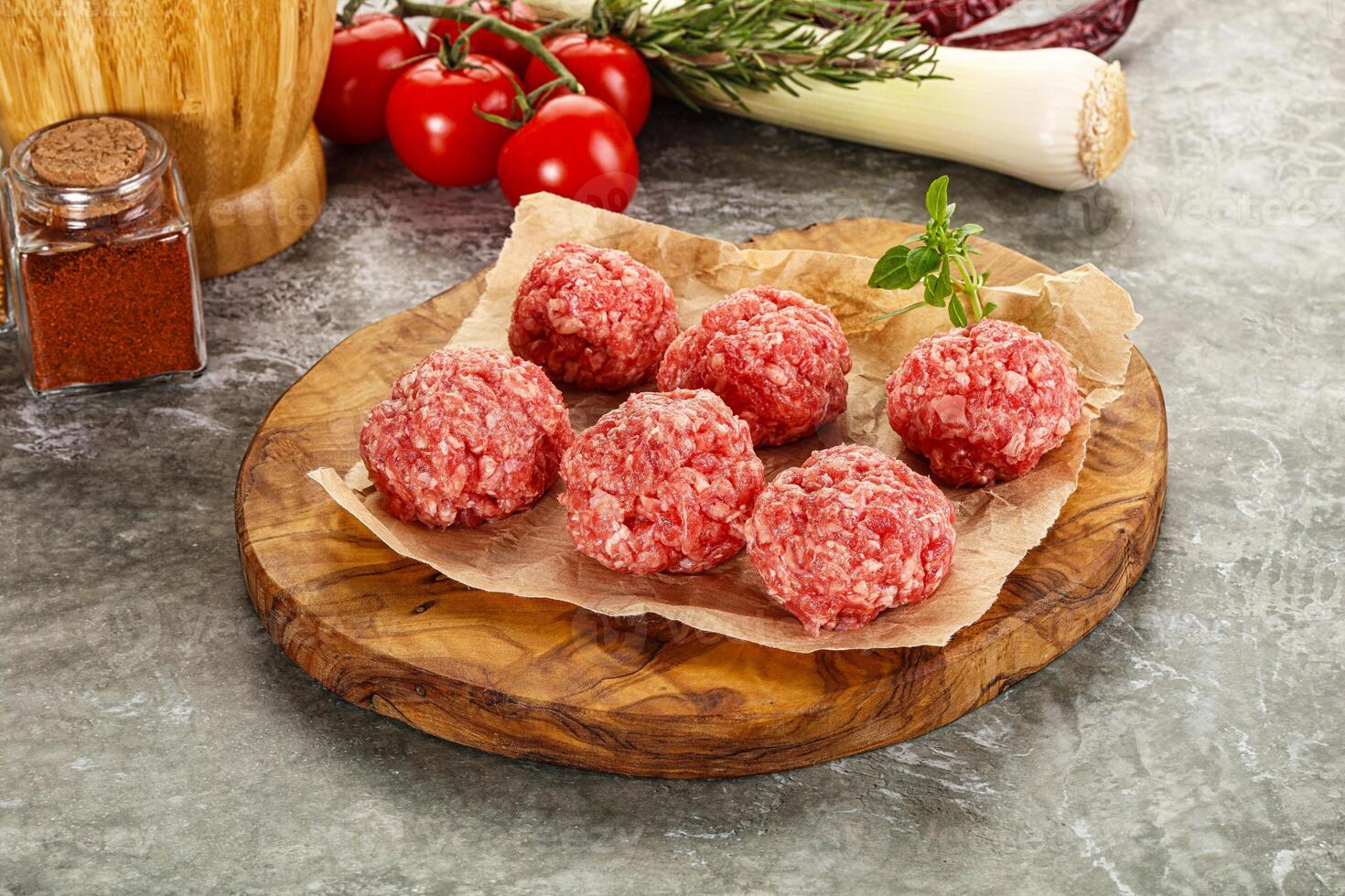 Raw beef meatball minced meat photo