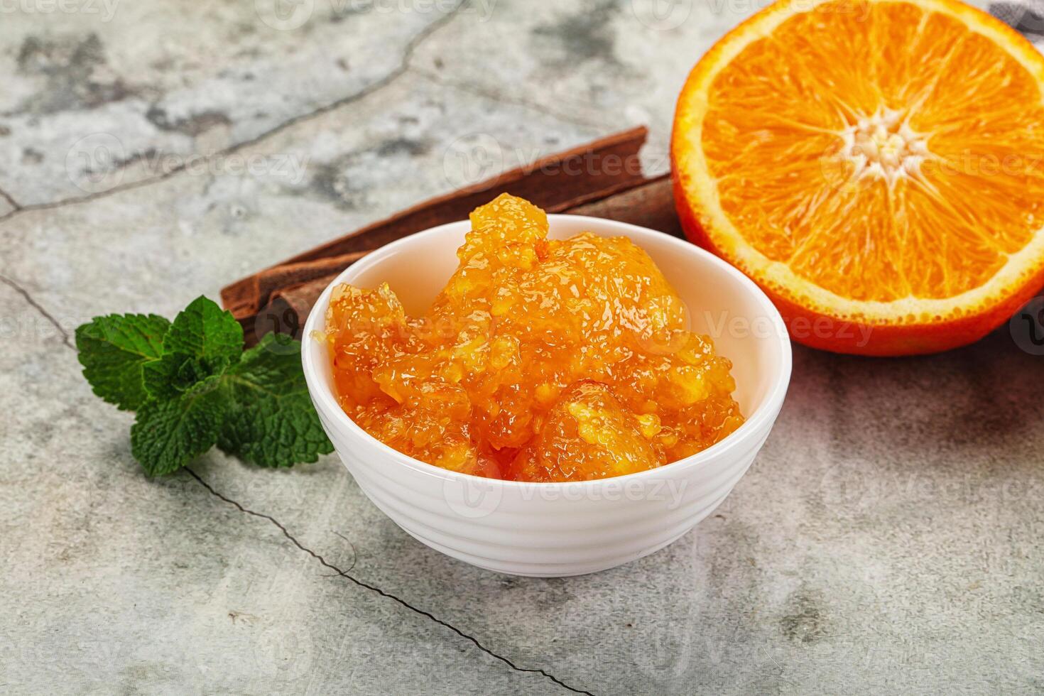 Tasty homemade Orange jam in the bowl photo