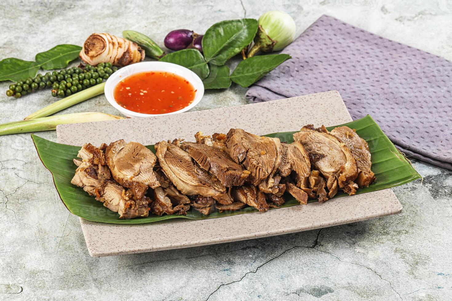 Asian cuisine Baked duck breast photo