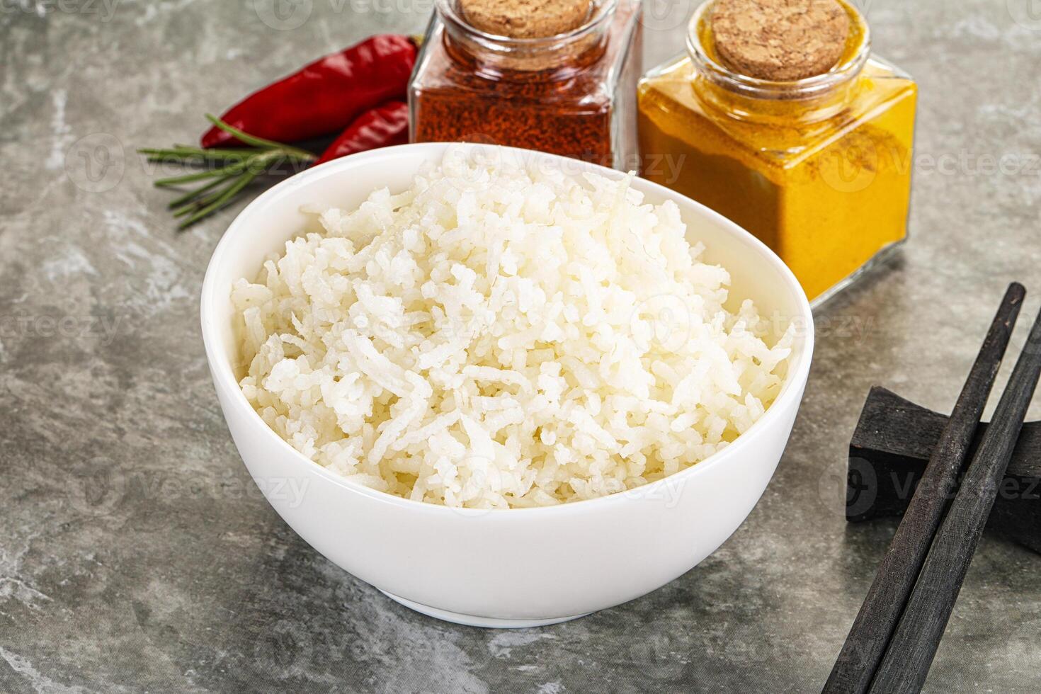 Steamed Basmati rice in the bowl photo
